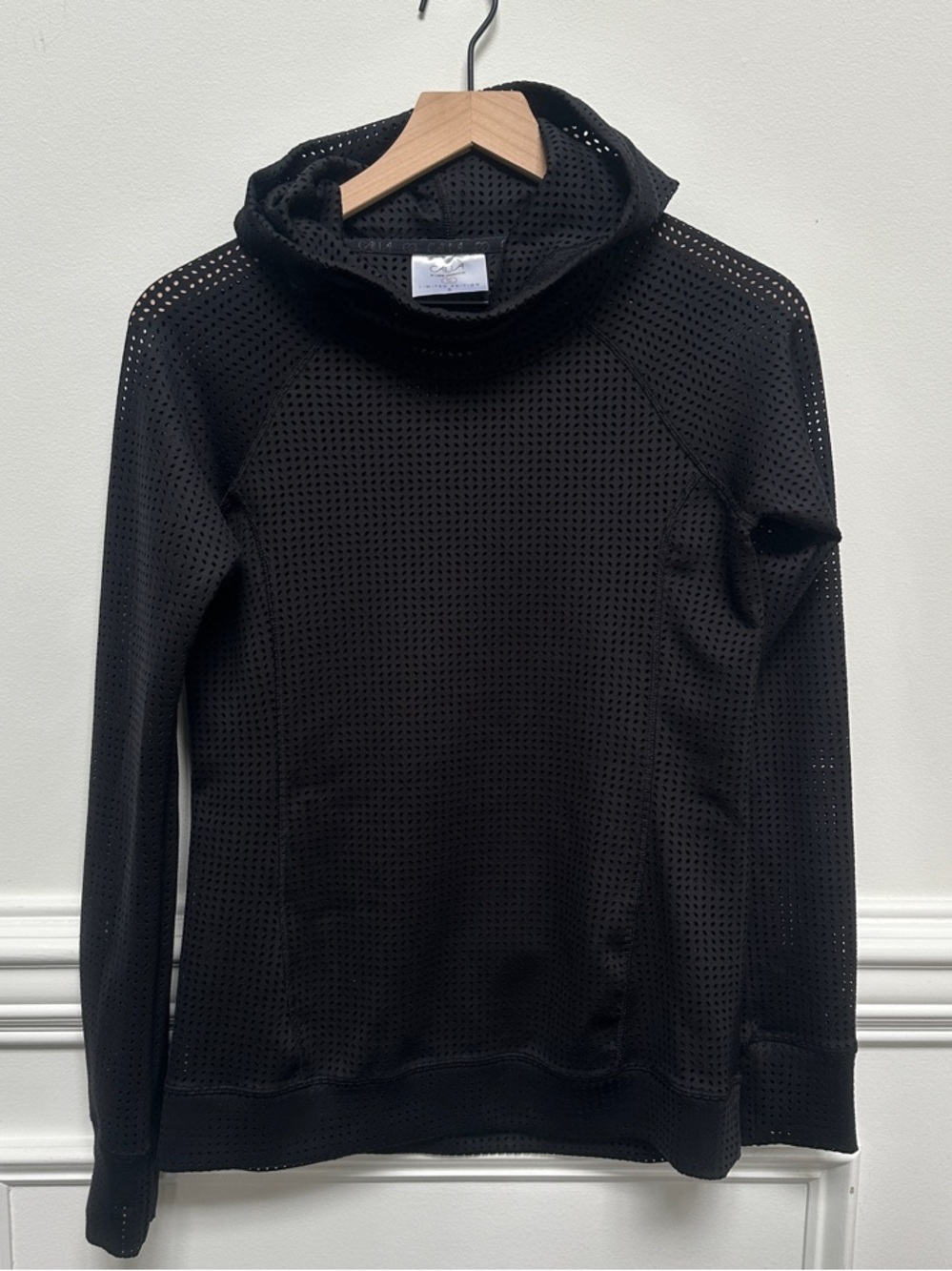 CALIA by Carrie Underwood Black Perforated Hooded Pullover